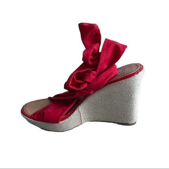 STEVE MADDEN Wedge Sandals Red Tan 11.5 - Picture 3 of 10